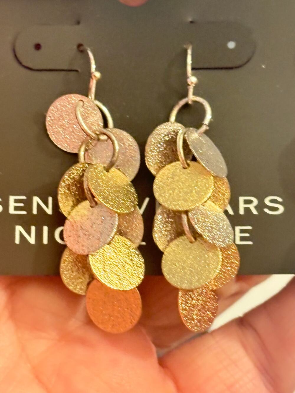 NOS Mixed Metal Disc Dangle Earrings